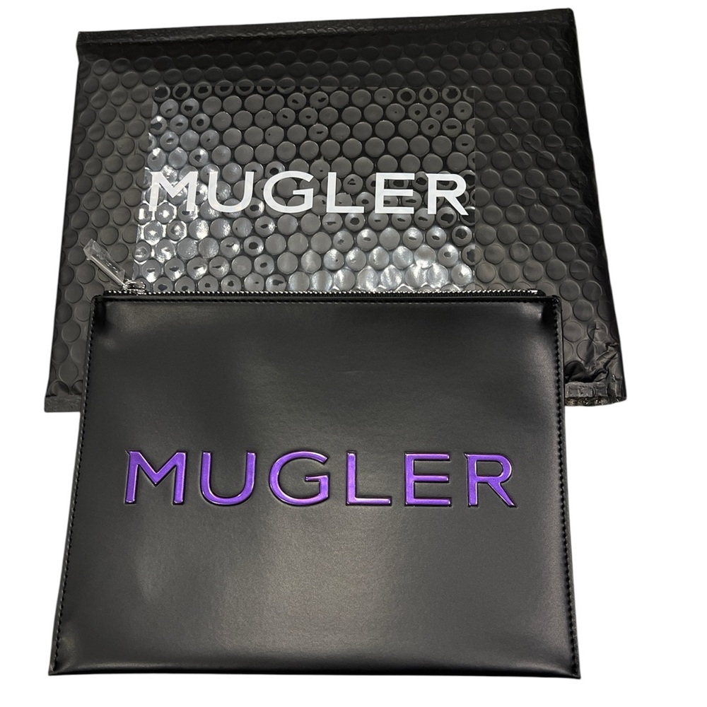 Mugler Brand New Black and Purple Pouch NWT